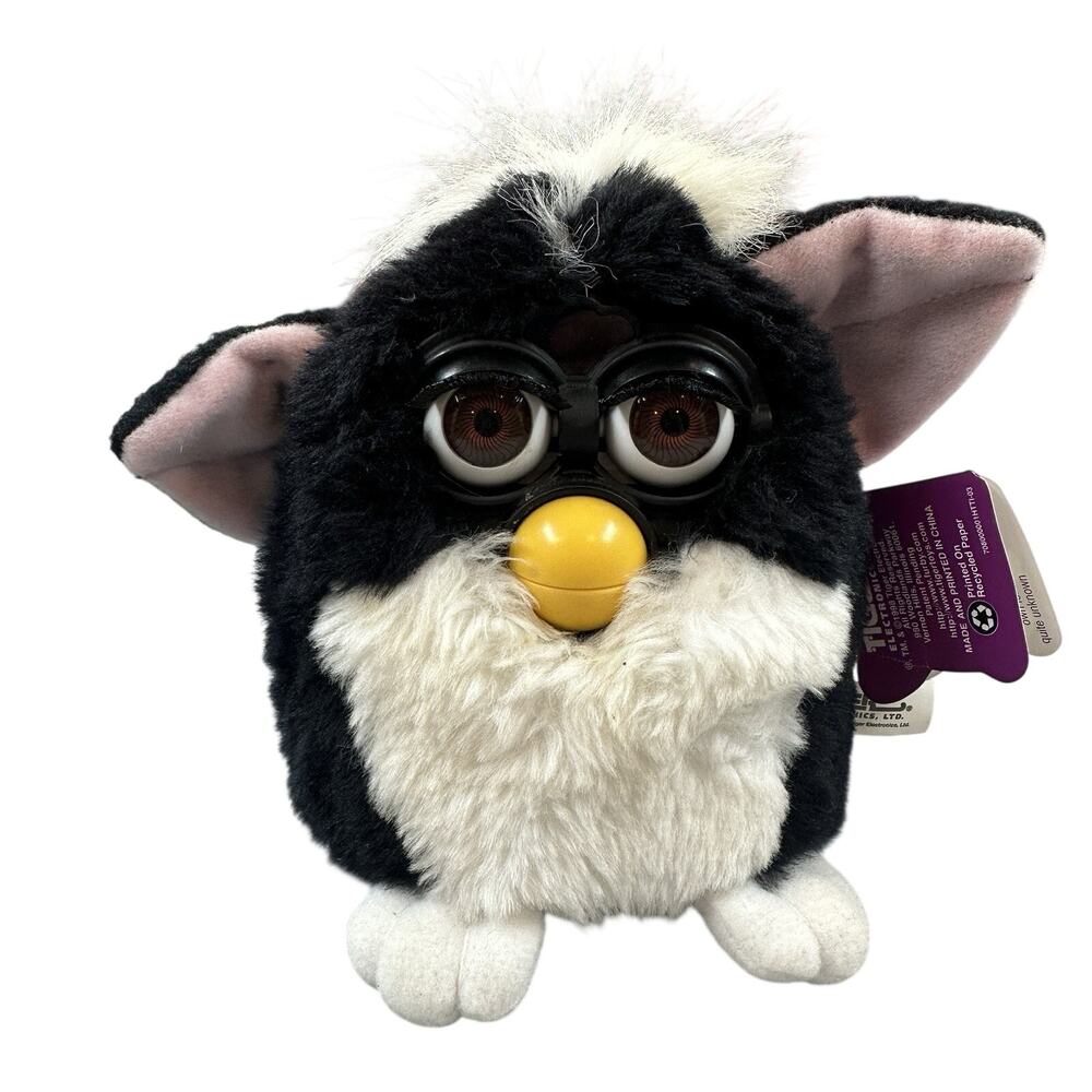 1998 Tiger Furby Model 70-800 Black White Skunk Plush Toy W Tags No Work